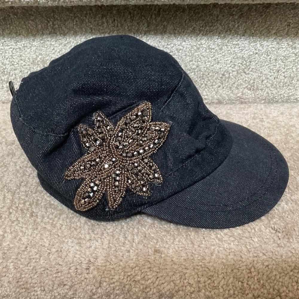 Denim Cadet Cap With Pretty Embellishments, New C… - image 1